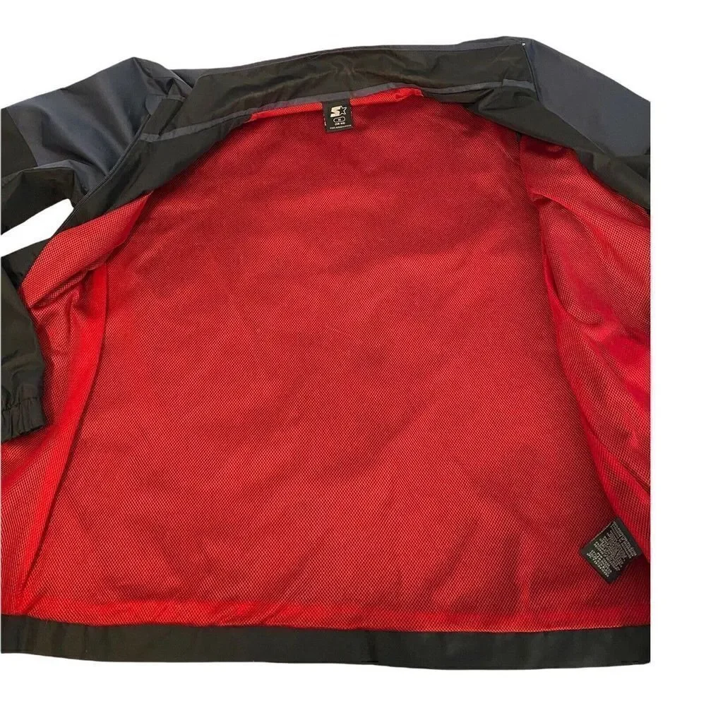 Starter Mens Windbreaker Jacket Full Zip Size M Black and Gray Tu Tone
